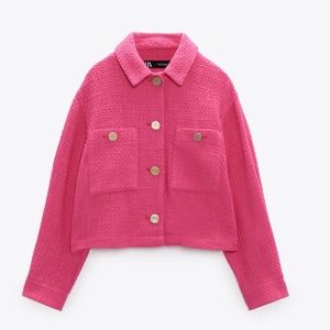 Textured weave overshirt fuchsia pink